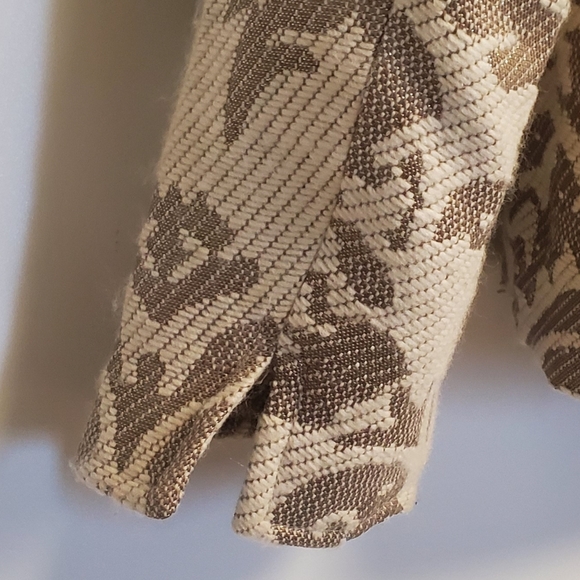 COLDWATER CREEK Womens Champagne Met Gold Jacquard Wool Blend Blazer Jacket 16 - Picture 6 of 7